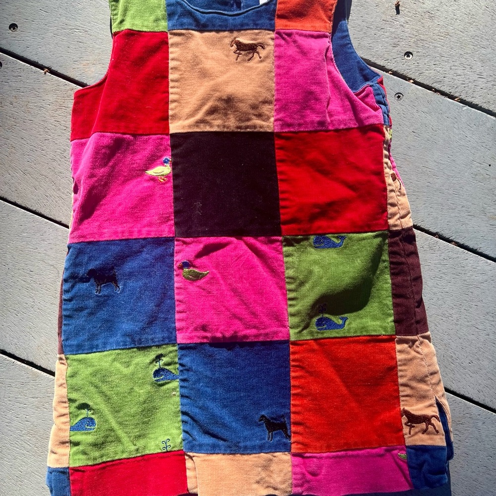 Girl’s Lilly Pulitzer Colorblock Embroidered Corduroy A-line Tank Dress